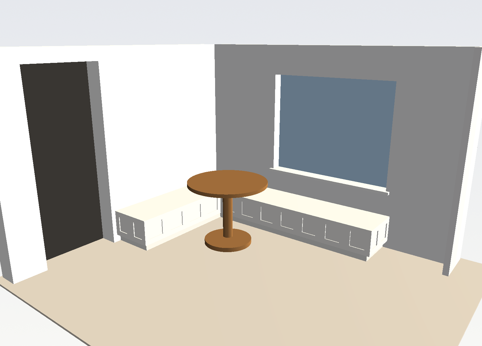 Render of the bench in the room